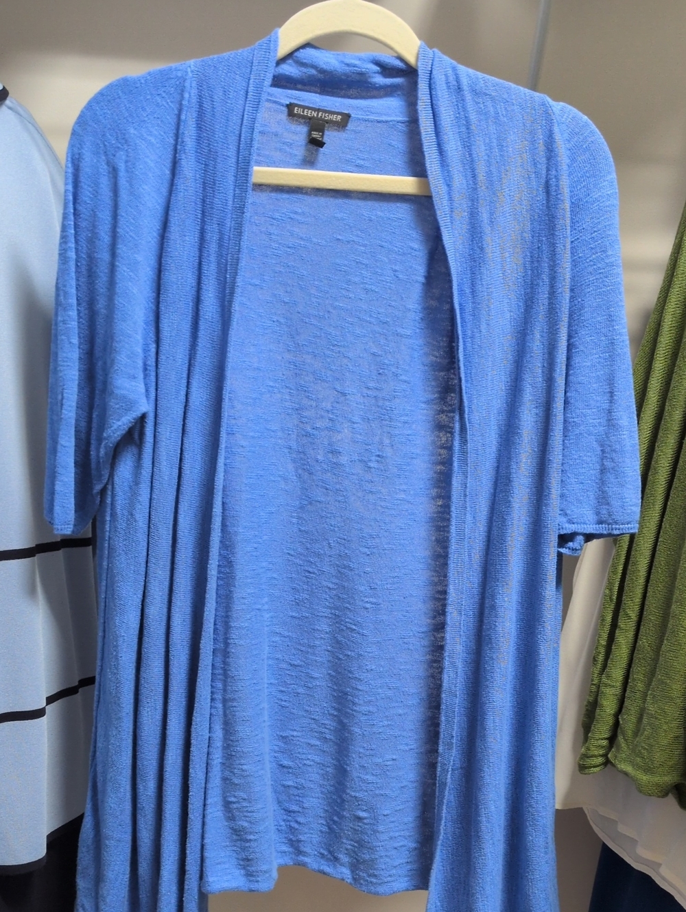 Eileen Fisher Soft Periwinkle Draped And Open Front Cardigan- Size M